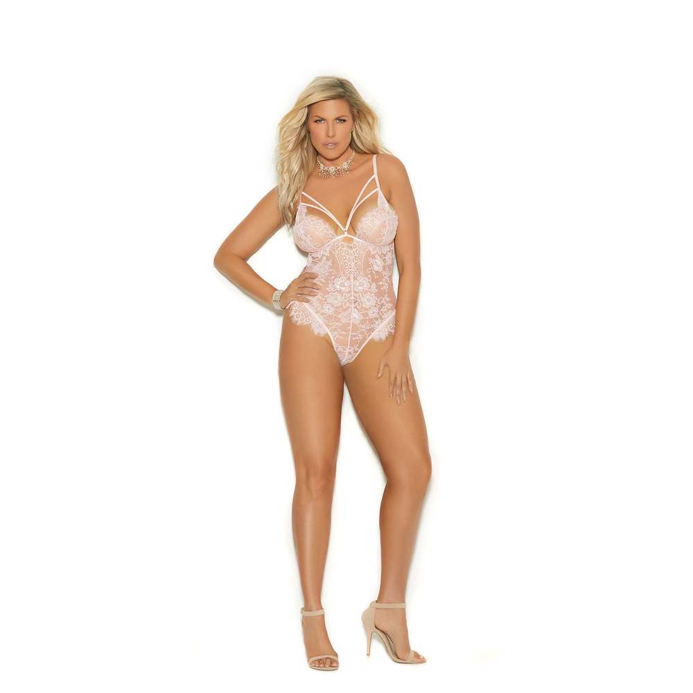 Eyelash Lace Slip On Teddy With Strappy Front